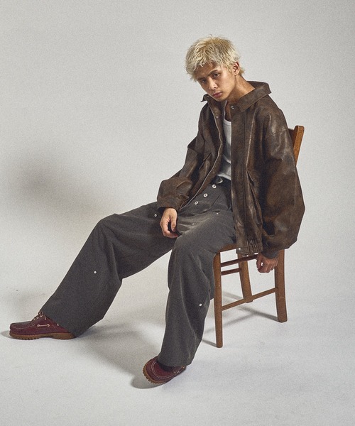 kutir(クティール)の「VINTAGE LIKE ARTIFICIAL GRAIN BLOUSON/ヴィンテージライク合成皮革ブルゾン(ブルゾン・メンズ・ブラウン/グレー/ブラック・MEDIUM/LARGE)」の19枚目の写真