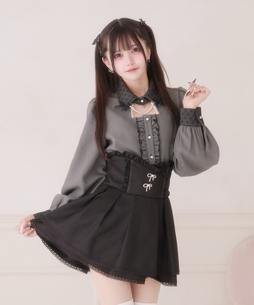 Pal elfy（パルエルフィー）の「千鳥チェックブラウス/地雷系 量産型（シャツ/ブラウス・レディース・ブラック系その他/ブラック・フリー）」の5枚目の写真