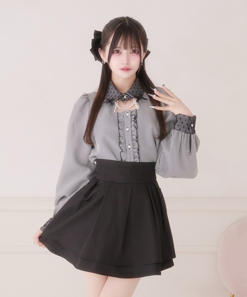 Pal elfy（パルエルフィー）の「千鳥チェックブラウス/地雷系 量産型（シャツ/ブラウス・レディース・ブラック系その他/ブラック・フリー）」の4枚目の写真