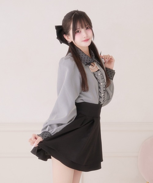 ♡ パルエルフィー 千鳥チェックブラウス ♡ 千鳥チェックブラウス/地雷系 量産型（シャツ/ブラウス）｜Pal elfy