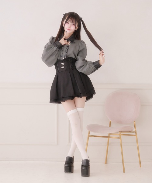 Pal elfy（パルエルフィー）の「千鳥チェックブラウス/地雷系 量産型（シャツ/ブラウス・レディース・ブラック系その他/ブラック・フリー）」の8枚目の写真