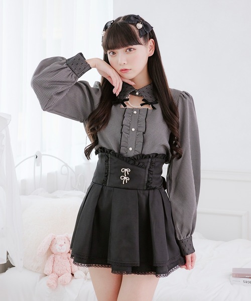 Pal elfy（パルエルフィー）の「千鳥チェックブラウス/地雷系 量産型（シャツ/ブラウス・レディース・ブラック系その他/ブラック・フリー）」の11枚目の写真