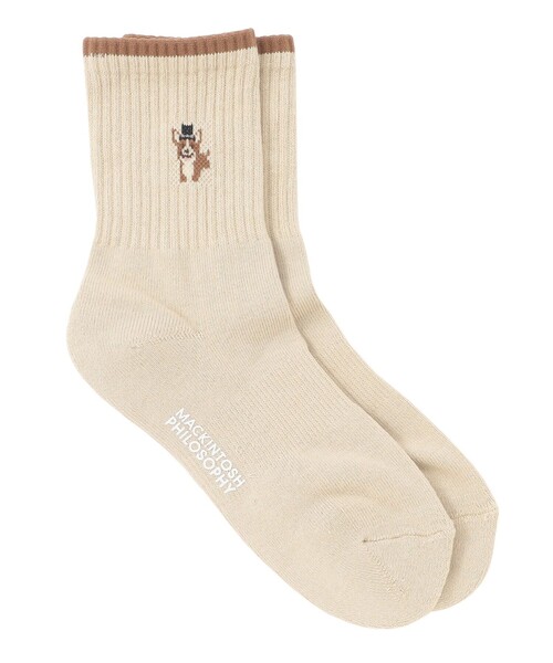 MACKINTOSH PHILOSOPHY(マッキントッシュ フィロソフィー)の「【WEB&一部店舗限定】コーギーワンポイントソックス(ソックス/靴下・レディース・グレー系その他2/ベージュ/オフホワイト・FREE)」の3枚目の写真