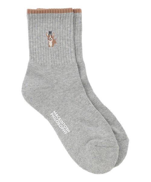 MACKINTOSH PHILOSOPHY(マッキントッシュ フィロソフィー)の「【WEB&一部店舗限定】コーギーワンポイントソックス(ソックス/靴下・レディース・グレー系その他2/ベージュ/オフホワイト・FREE)」の2枚目の写真