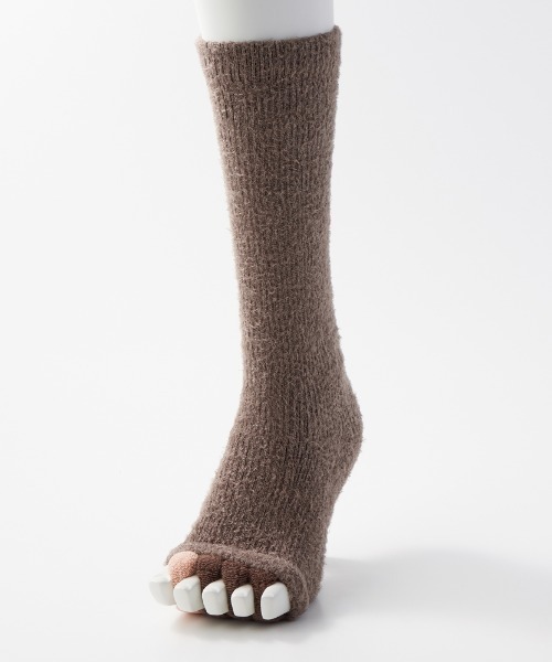 GUNZE（グンゼ）の「UCHI-COLLE/ウチコレ ナイトレッグウェア 着圧ソックス　足指クッション ハイソックス（ソックス/靴下・レディース・ブラウン/チャコールグレー/ライトピンク・23-25）」の7枚目の写真