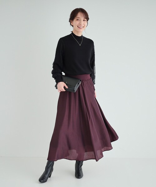 DRESKIP(ドレスキップ)の「◆【高レビュー/S-LL】大人可愛い お袖レースドッキングニット(ニット/セーター・レディース・グレー/ブルー/ブラック/ライトベージュ・01/02/03/04)」の5枚目の写真