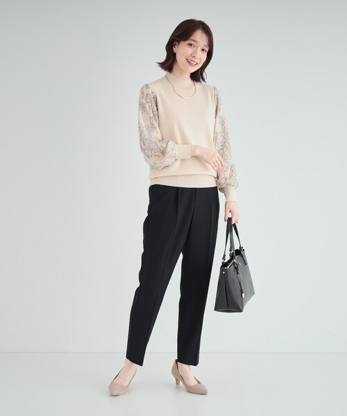 DRESKIP(ドレスキップ)の「◆【高レビュー/S-LL】大人可愛い お袖レースドッキングニット(ニット/セーター・レディース・グレー/ブルー/ブラック/ライトベージュ・01/02/03/04)」の9枚目の写真