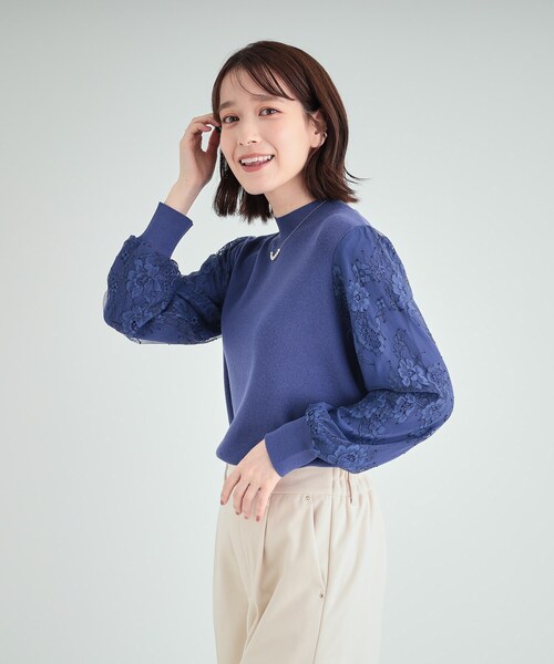 DRESKIP(ドレスキップ)の「◆【高レビュー/S-LL】大人可愛い お袖レースドッキングニット(ニット/セーター・レディース・グレー/ブルー/ブラック/ライトベージュ・01/02/03/04)」の19枚目の写真