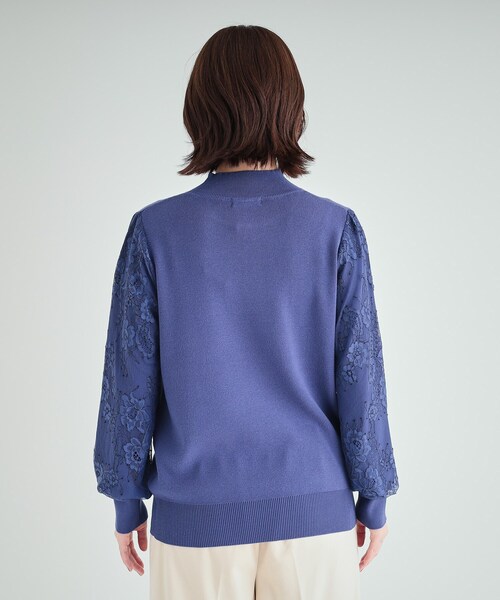 DRESKIP(ドレスキップ)の「◆【高レビュー/S-LL】大人可愛い お袖レースドッキングニット(ニット/セーター・レディース・グレー/ブルー/ブラック/ライトベージュ・01/02/03/04)」の14枚目の写真
