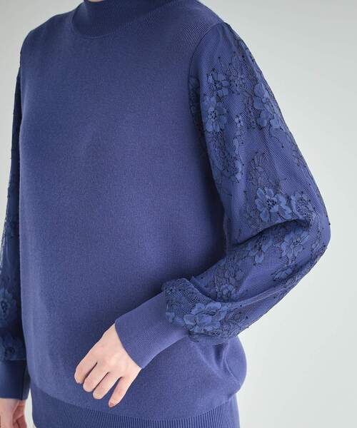 DRESKIP(ドレスキップ)の「◆【高レビュー/S-LL】大人可愛い お袖レースドッキングニット(ニット/セーター・レディース・グレー/ブルー/ブラック/ライトベージュ・01/02/03/04)」の16枚目の写真