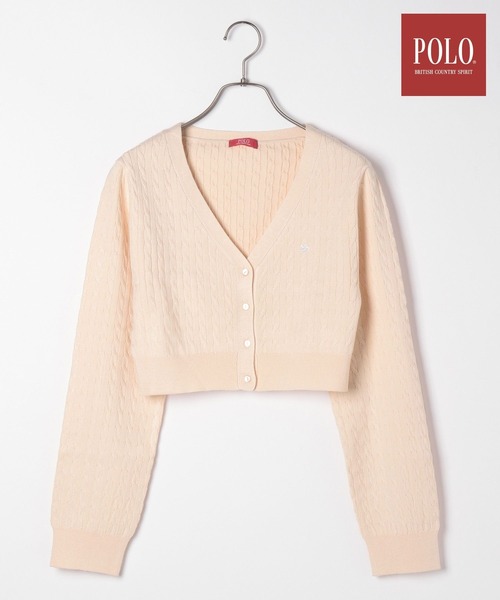Heather（ヘザー）の「【POLO BCS(ポロ・ビーシーエス)】ケーブルVネックカーディガン　148970（カーディガン/ボレロ・レディース・ピンク/ネイビー/アイボリー・FREE）」の3枚目の写真