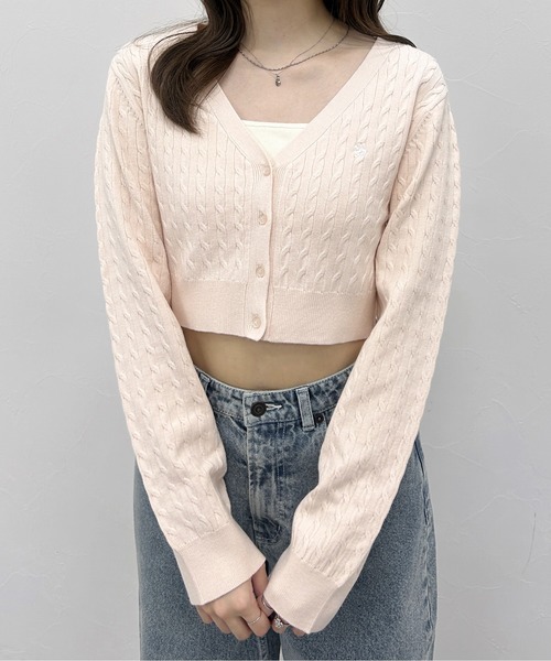 Heather（ヘザー）の「【POLO BCS(ポロ・ビーシーエス)】ケーブルVネックカーディガン　148970（カーディガン/ボレロ・レディース・ピンク/ネイビー/アイボリー・FREE）」の14枚目の写真