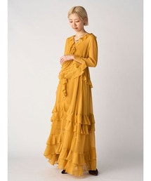 新品　リリーブラウン　シフォンフリルワンピース　イエロー　1　黄色　ドレス LILY BROWN（リリーブラウン）｜ワンピース（イエロー系）一覧 - WEAR