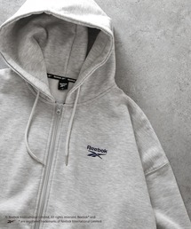 【REEBOK】 【別注】 左胸 ワンポイント ロゴ 刺繍 長袖 裏起毛 ジップパーカー