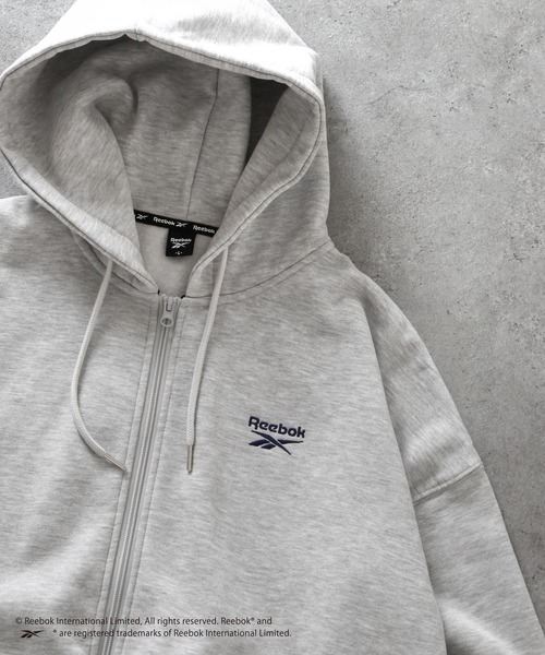 パーカー 「REEBOK」 「別注」 左胸 ワンポイント ロゴ 刺繍 長袖 裏起毛 ジップパーカー レディース メンズ セール】【REEBOK】 【別注】 左胸 ワンポイント ロゴ 刺繍 長袖