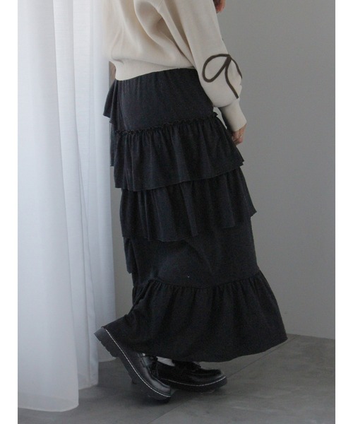 ehka sopo（エヘカソポ）の「ランダムティアードスカート（スカート・レディース・ブラック/グレー/モカ・F）」の20枚目の写真