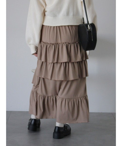 ehka sopo（エヘカソポ）の「ランダムティアードスカート（スカート・レディース・ブラック/グレー/モカ・F）」の4枚目の写真