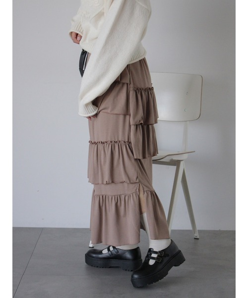 ehka sopo（エヘカソポ）の「ランダムティアードスカート（スカート・レディース・ブラック/グレー/モカ・F）」の5枚目の写真