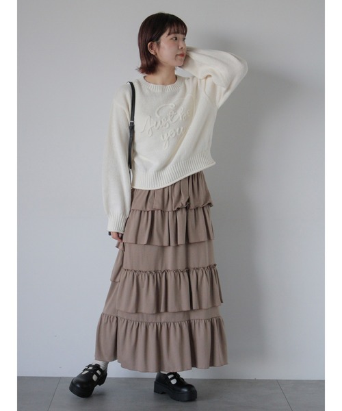 ehka sopo（エヘカソポ）の「ランダムティアードスカート（スカート・レディース・ブラック/グレー/モカ・F）」の6枚目の写真