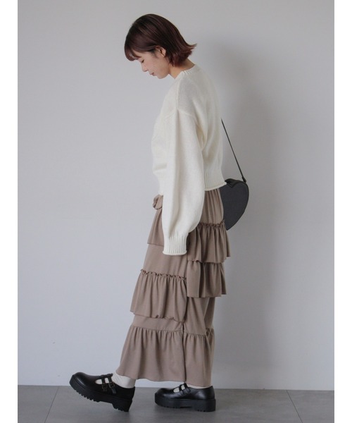 ehka sopo（エヘカソポ）の「ランダムティアードスカート（スカート・レディース・ブラック/グレー/モカ・F）」の8枚目の写真