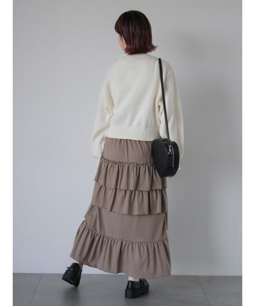 ehka sopo（エヘカソポ）の「ランダムティアードスカート（スカート・レディース・ブラック/グレー/モカ・F）」の9枚目の写真