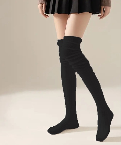 NOLITA LABORATORY（ノリータラボラトリー）の「【 NOLITA / ノリータ 】くしゅくしゅ オーバーニーハイ ソックス 靴下（ソックス/靴下・レディース・ブラック/グレー/ホワイト/ブラウン/アイボリー/ライトグレー/ベージュ・FREE）」の3枚目の写真