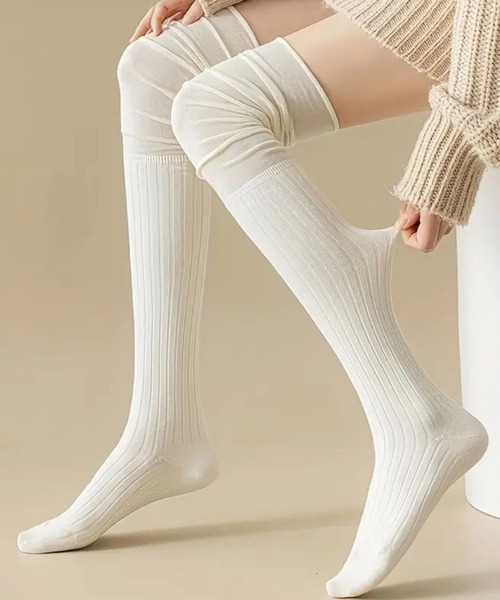 NOLITA LABORATORY（ノリータラボラトリー）の「【 NOLITA / ノリータ 】くしゅくしゅ オーバーニーハイ ソックス 靴下（ソックス/靴下・レディース・ブラック/グレー/ホワイト/ブラウン/アイボリー/ライトグレー/ベージュ・FREE）」の8枚目の写真