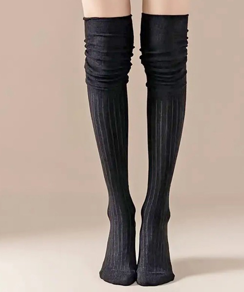 NOLITA LABORATORY（ノリータラボラトリー）の「【 NOLITA / ノリータ 】くしゅくしゅ オーバーニーハイ ソックス 靴下（ソックス/靴下・レディース・ブラック/グレー/ホワイト/ブラウン/アイボリー/ライトグレー/ベージュ・FREE）」の10枚目の写真