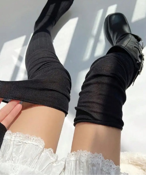 NOLITA LABORATORY（ノリータラボラトリー）の「【 NOLITA / ノリータ 】くしゅくしゅ オーバーニーハイ ソックス 靴下（ソックス/靴下・レディース・ブラック/グレー/ホワイト/ブラウン/アイボリー/ライトグレー/ベージュ・FREE）」の17枚目の写真