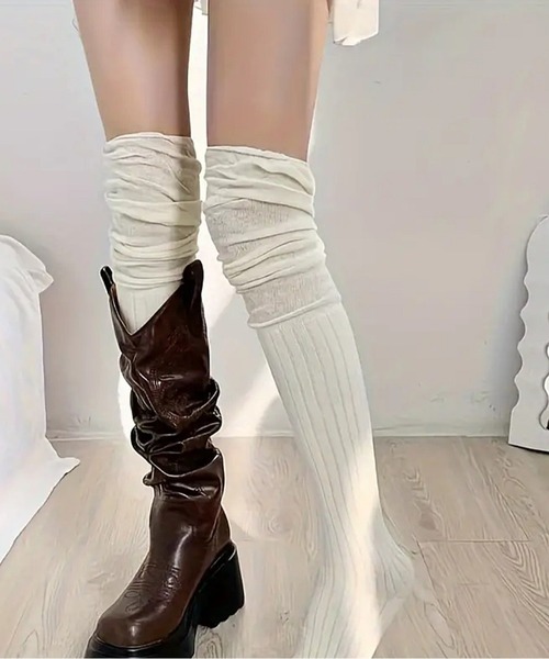 NOLITA LABORATORY（ノリータラボラトリー）の「【 NOLITA / ノリータ 】くしゅくしゅ オーバーニーハイ ソックス 靴下（ソックス/靴下・レディース・ブラック/グレー/ホワイト/ブラウン/アイボリー/ライトグレー/ベージュ・FREE）」の20枚目の写真