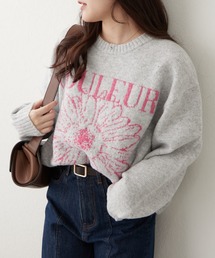 お花刺繍ニット