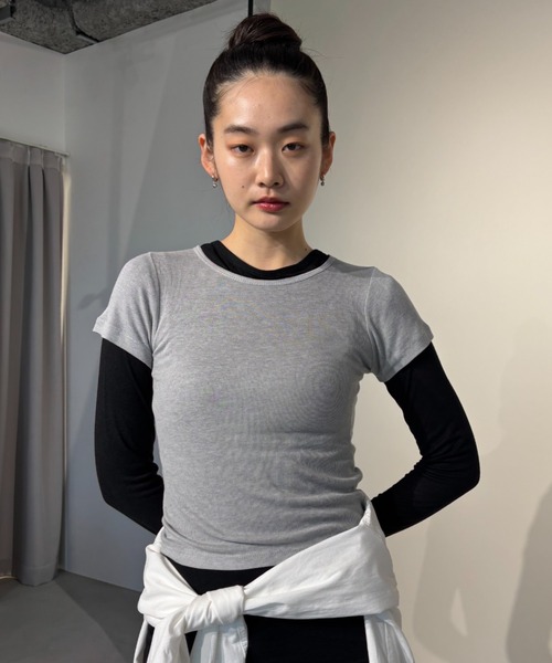 FUULLY STUDIO(フーリィーステューディオ)の「シアーベーシックTシャツ(Tシャツ/カットソー・レディース・ピンク/ライトブルー/ブラック/グレー/オフホワイト・FREE)」の1枚目の写真