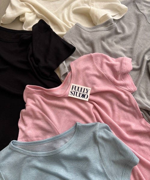 FUULLY STUDIO(フーリィーステューディオ)の「シアーベーシックTシャツ(Tシャツ/カットソー・レディース・ピンク/ライトブルー/ブラック/グレー/オフホワイト・FREE)」の5枚目の写真