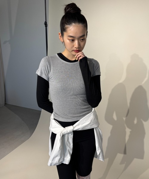 FUULLY STUDIO(フーリィーステューディオ)の「シアーベーシックTシャツ(Tシャツ/カットソー・レディース・ピンク/ライトブルー/ブラック/グレー/オフホワイト・FREE)」の7枚目の写真