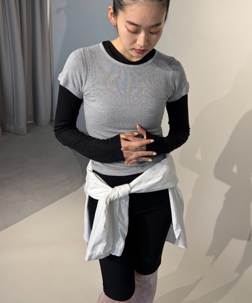 FUULLY STUDIO(フーリィーステューディオ)の「シアーベーシックTシャツ(Tシャツ/カットソー・レディース・ピンク/ライトブルー/ブラック/グレー/オフホワイト・FREE)」の8枚目の写真