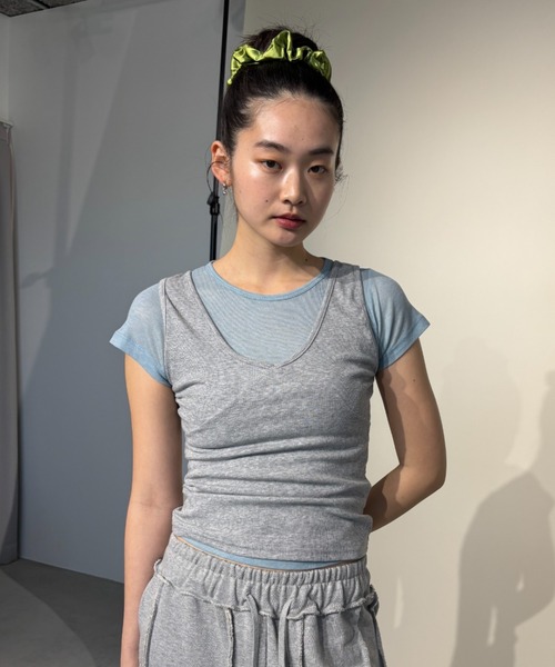 FUULLY STUDIO(フーリィーステューディオ)の「シアーベーシックTシャツ(Tシャツ/カットソー・レディース・ピンク/ライトブルー/ブラック/グレー/オフホワイト・FREE)」の15枚目の写真
