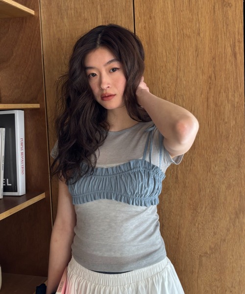 FUULLY STUDIO(フーリィーステューディオ)の「シアーベーシックTシャツ(Tシャツ/カットソー・レディース・ピンク/ライトブルー/ブラック/グレー/オフホワイト・FREE)」の12枚目の写真