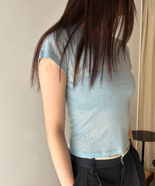 FUULLY STUDIO(フーリィーステューディオ)の「シアーベーシックTシャツ(Tシャツ/カットソー・レディース・ピンク/ライトブルー/ブラック/グレー/オフホワイト・FREE)」の18枚目の写真