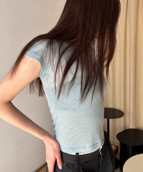 FUULLY STUDIO(フーリィーステューディオ)の「シアーベーシックTシャツ(Tシャツ/カットソー・レディース・ピンク/ライトブルー/ブラック/グレー/オフホワイト・FREE)」の19枚目の写真