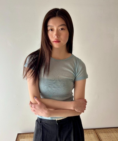 FUULLY STUDIO(フーリィーステューディオ)の「シアーベーシックTシャツ(Tシャツ/カットソー・レディース・ピンク/ライトブルー/ブラック/グレー/オフホワイト・FREE)」の22枚目の写真
