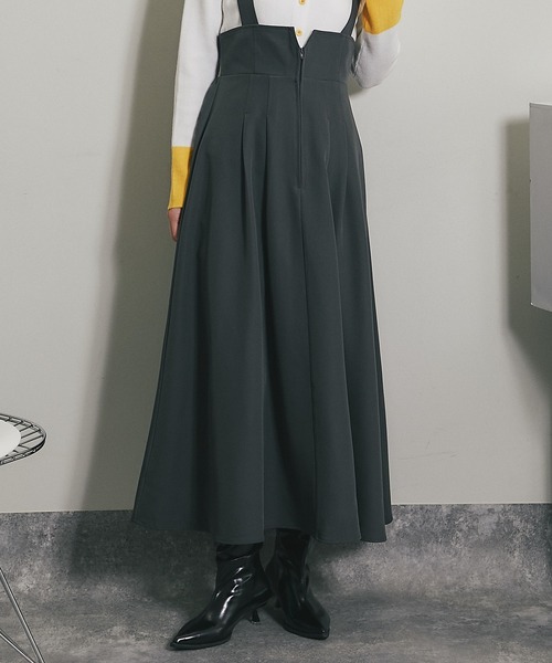 ♡今期・新品未使用・フロントジップジャンバースカート♡ダークブラウン ジャンパースカート フロントジップジャンパースカート