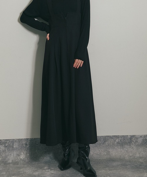 ♡今期・新品未使用・フロントジップジャンバースカート♡ダークブラウン ジャンパースカート フロントジップジャンパースカート