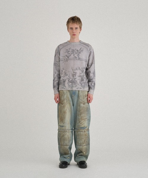 WISH FOR EVER（ウィッシュフォーエバー）の「ASSORT DESIGN SHORT KNIT /アソートデザインショートニット（ニット/セーター・メンズ・ブラック/ブラウン/ブルー/グレー・LARGE/MEDIUM/SMALL）」の6枚目の写真