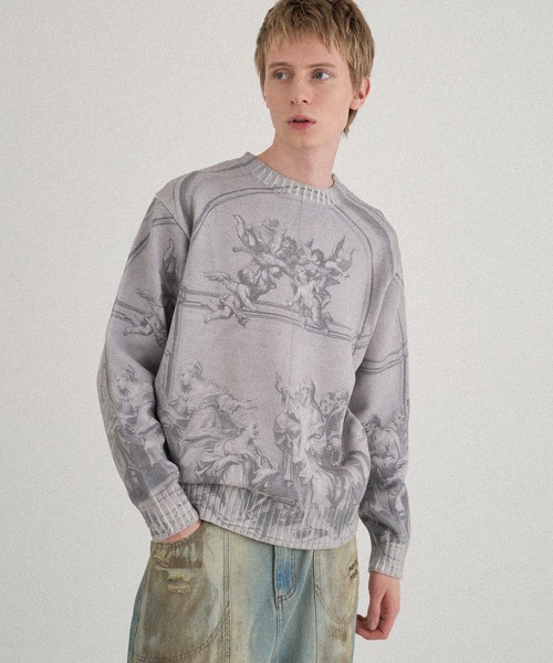 WISH FOR EVER（ウィッシュフォーエバー）の「ASSORT DESIGN SHORT KNIT /アソートデザインショートニット（ニット/セーター・メンズ・ブラック/ブラウン/ブルー/グレー・LARGE/MEDIUM/SMALL）」の5枚目の写真