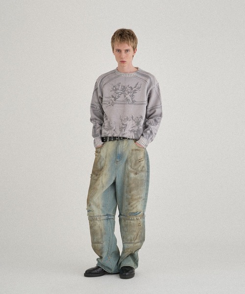 WISH FOR EVER（ウィッシュフォーエバー）の「ASSORT DESIGN SHORT KNIT /アソートデザインショートニット（ニット/セーター・メンズ・ブラック/ブラウン/ブルー/グレー・LARGE/MEDIUM/SMALL）」の12枚目の写真