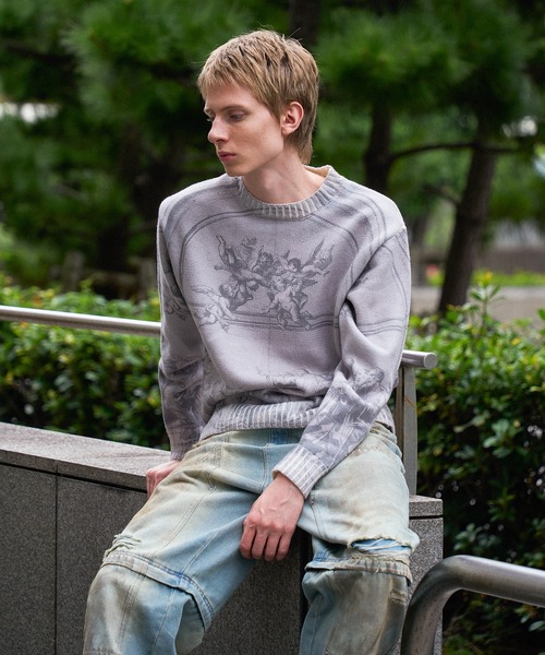 WISH FOR EVER（ウィッシュフォーエバー）の「ASSORT DESIGN SHORT KNIT /アソートデザインショートニット（ニット/セーター・メンズ・ブラック/ブラウン/ブルー/グレー・LARGE/MEDIUM/SMALL）」の19枚目の写真