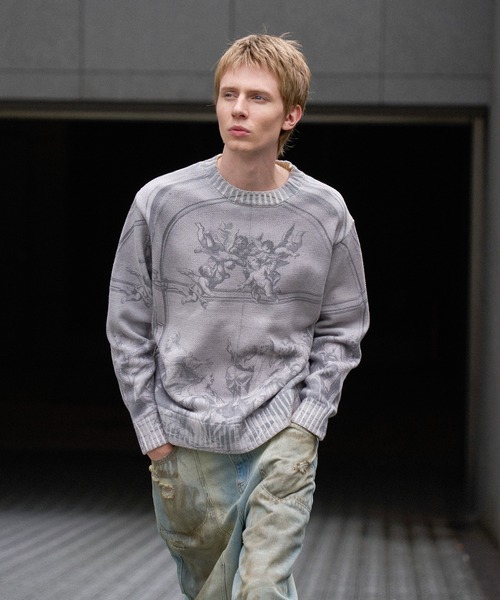 WISH FOR EVER（ウィッシュフォーエバー）の「ASSORT DESIGN SHORT KNIT /アソートデザインショートニット（ニット/セーター・メンズ・ブラック/ブラウン/ブルー/グレー・LARGE/MEDIUM/SMALL）」の7枚目の写真