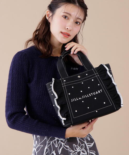 JILL by JILL STUART(ジルバイジルスチュアート)の「◇フリルトートパールポッピン(トートバッグ・レディース・ブラック/ホワイト系その他・FREE)」の5枚目の写真