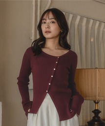 asymmetry design rib tops /アシンメトリーデザインリブトップス