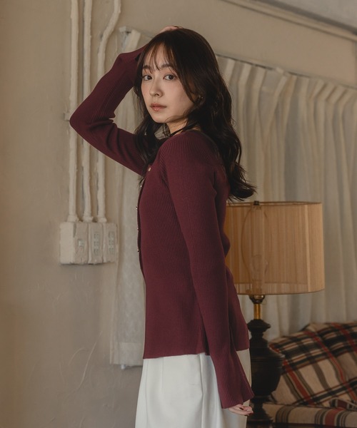 mideal 新品 アシンメトリーリブニット mideal（マイディール） ニット セーター asymmetry design rib tops